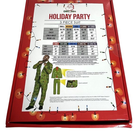 Life of the Party XL 3-Piece Suit With Flashing LED Lights & Bow Tie Holiday - Picture 3 of 4